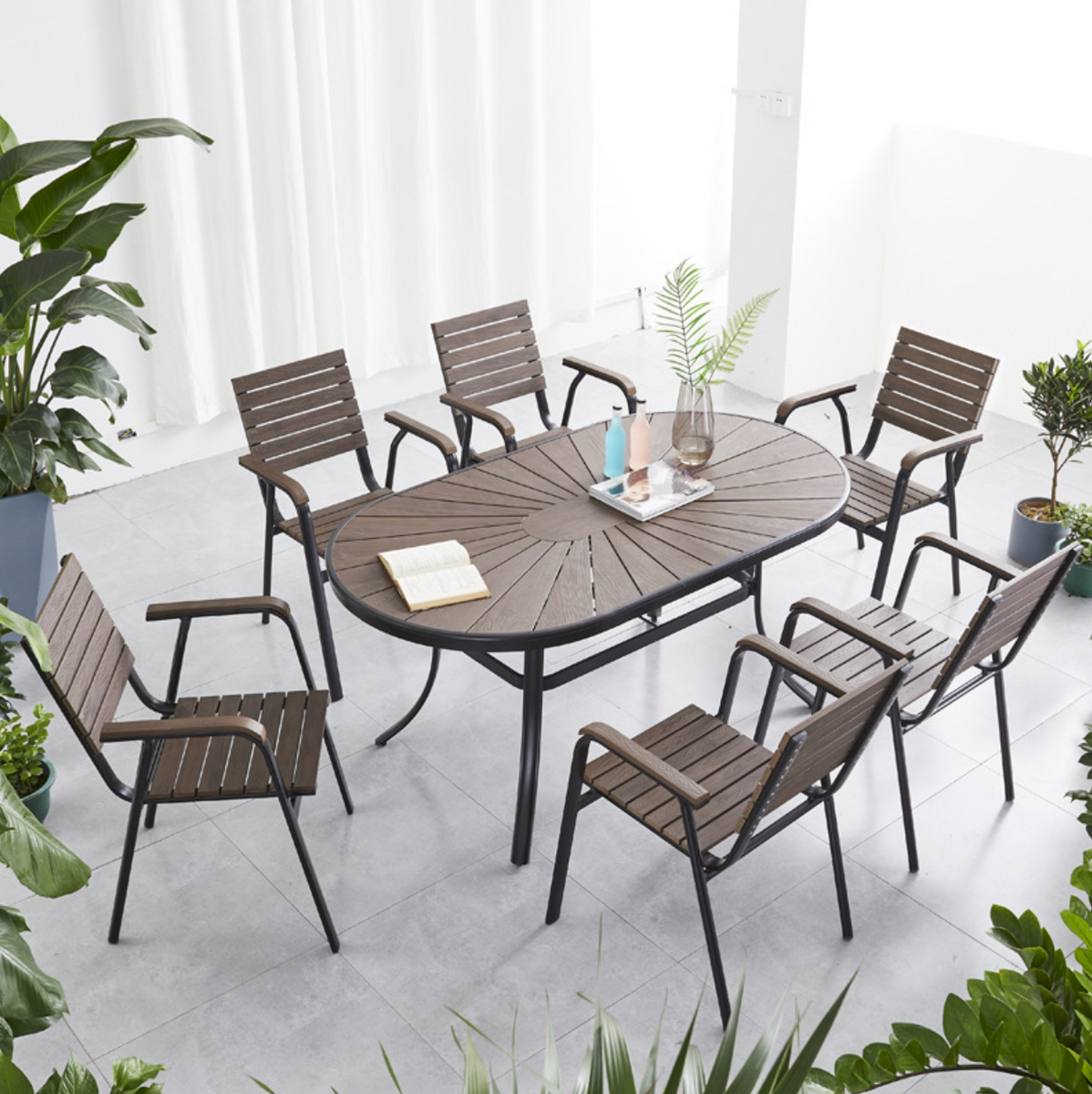 Foresta Plastic Wood Dining Table Set HK Outdoor Furniture
