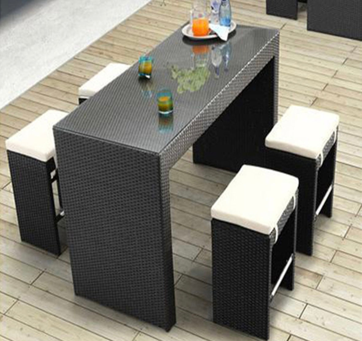 Urban Retreat Iron and Rattan Bar Stool HK Outdoor Furniture